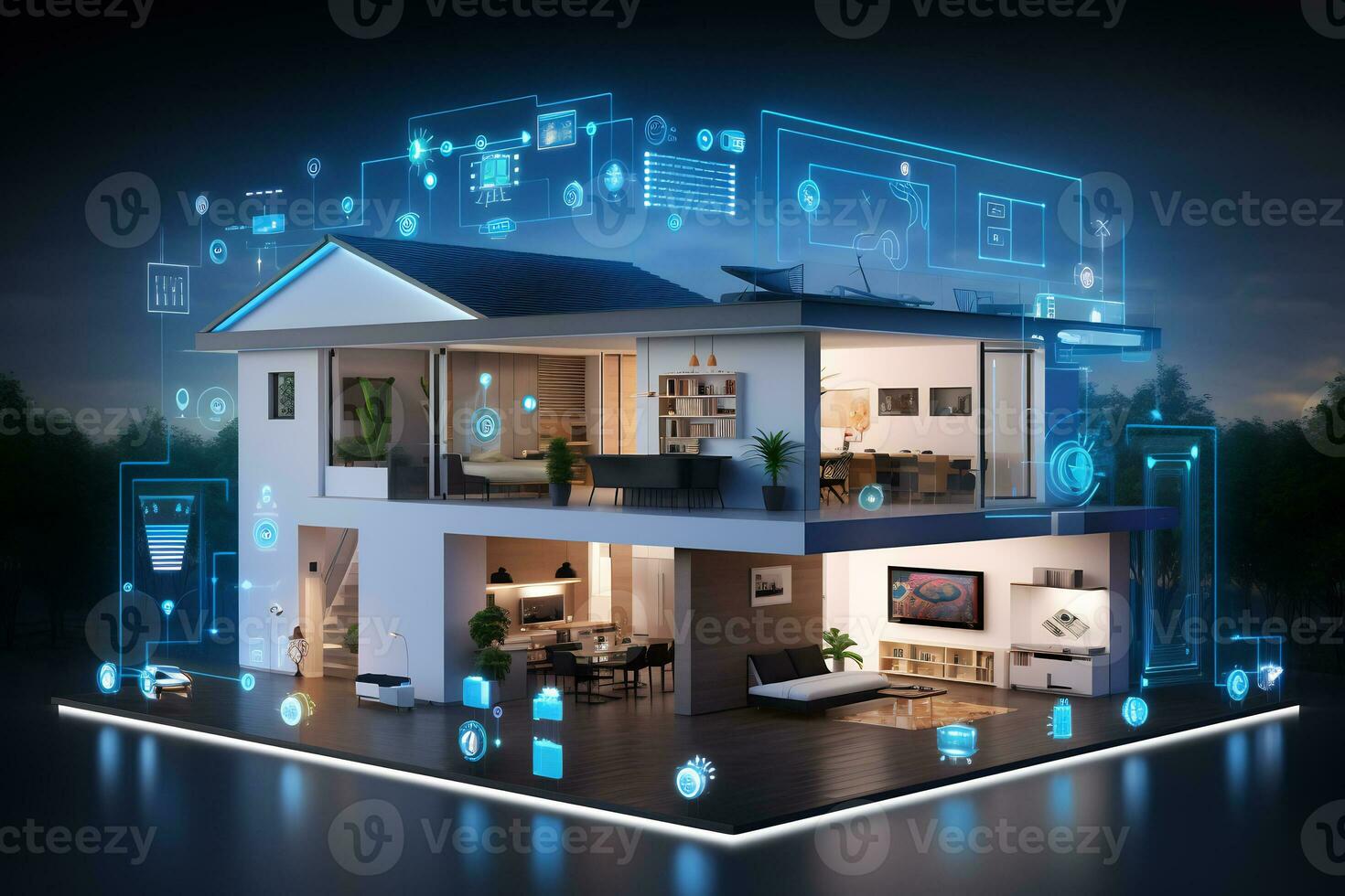 Image of smart home of the future with AI powered photo