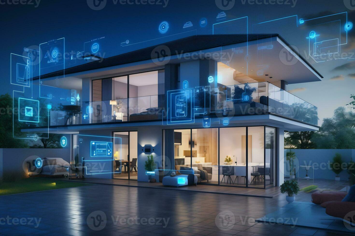Image of smart home of the future with AI powered photo