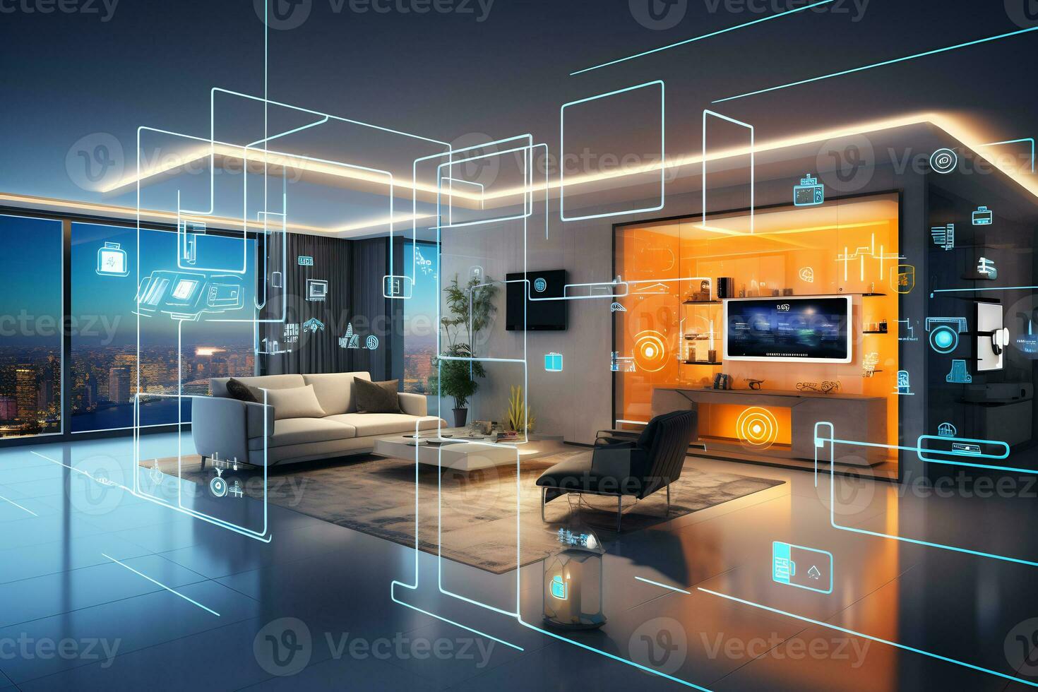 Image of smart home of the future with AI powered photo
