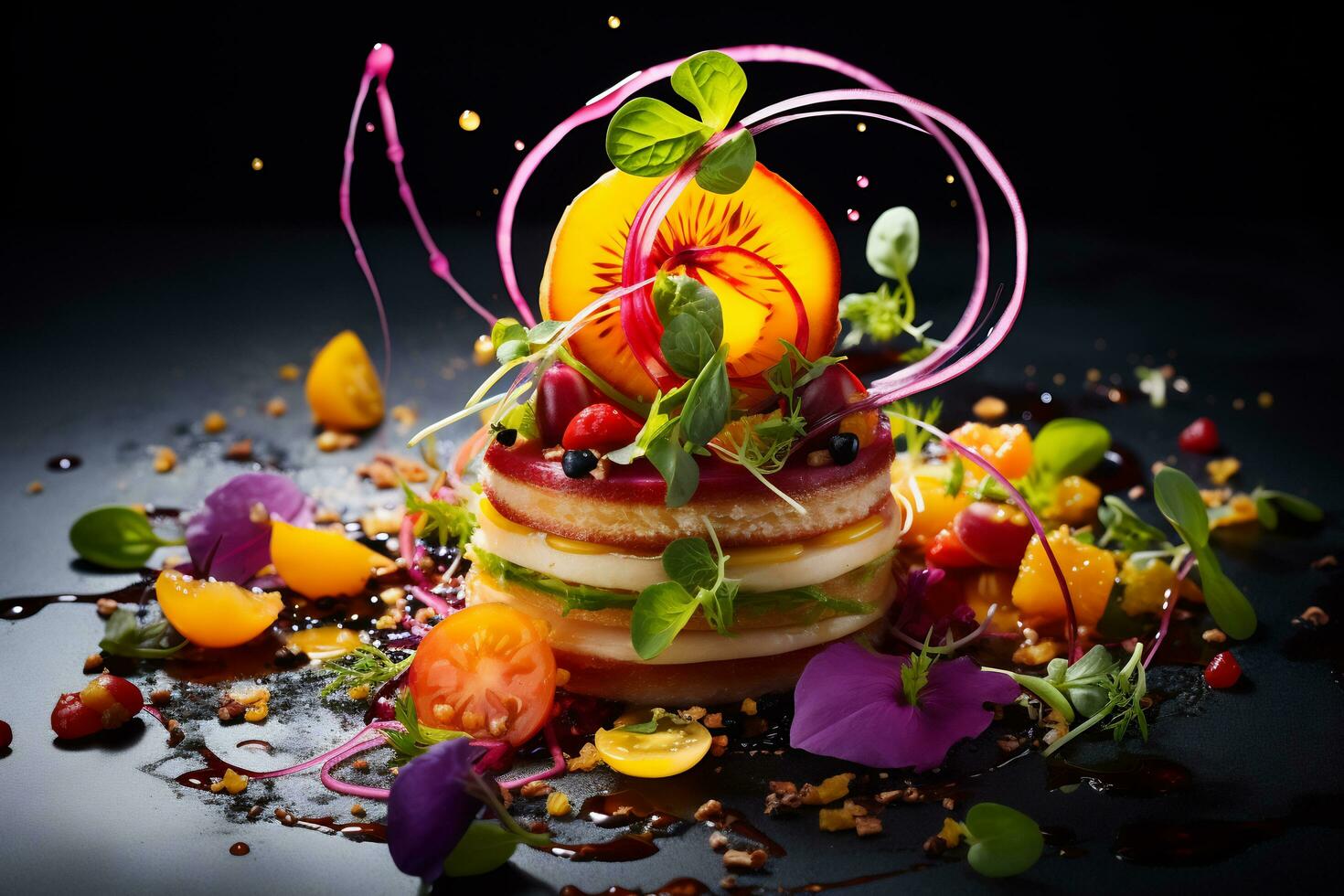 Photograph colorful and delicious vegetarian dishes photo