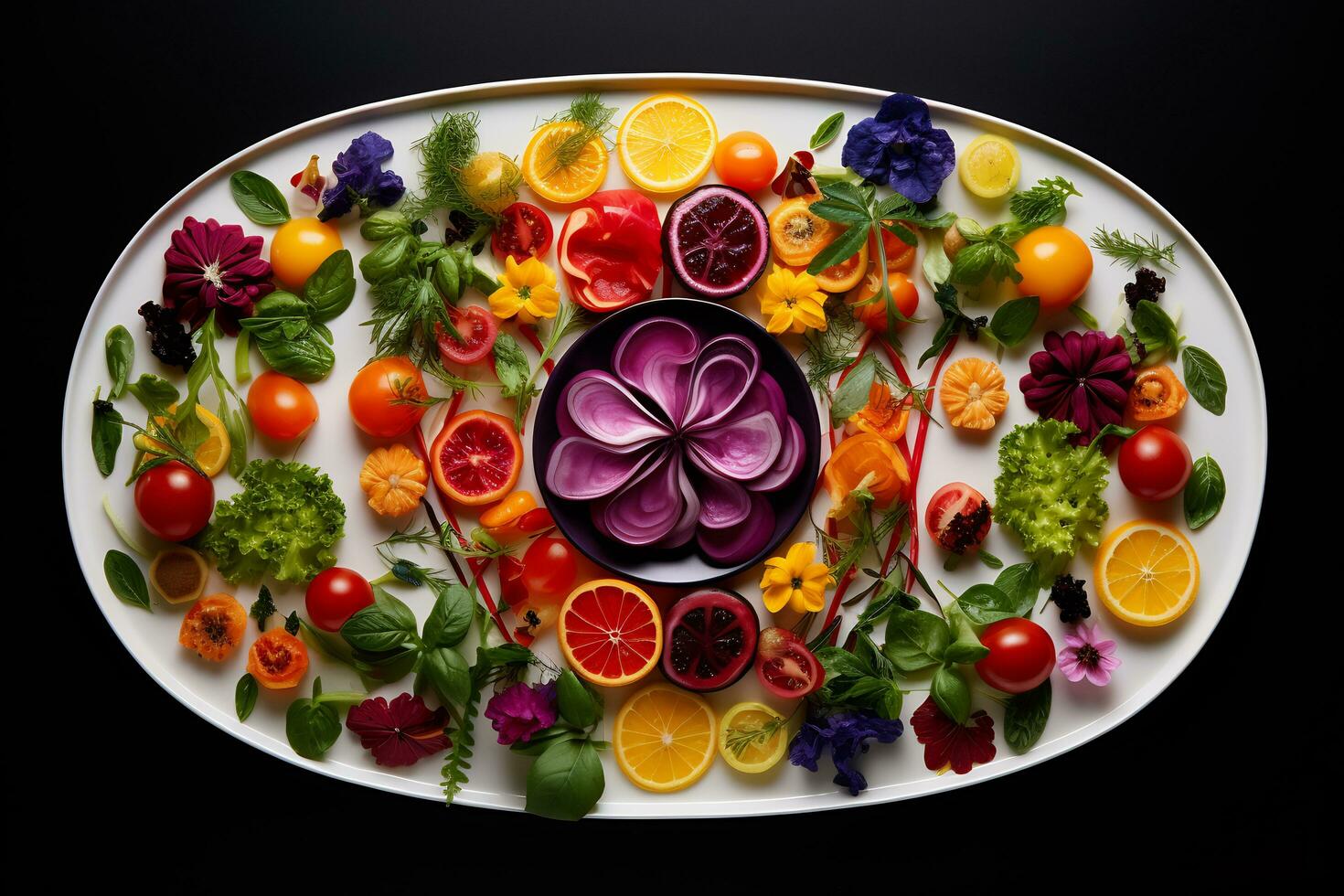 Photograph colorful and delicious vegetarian dishes photo