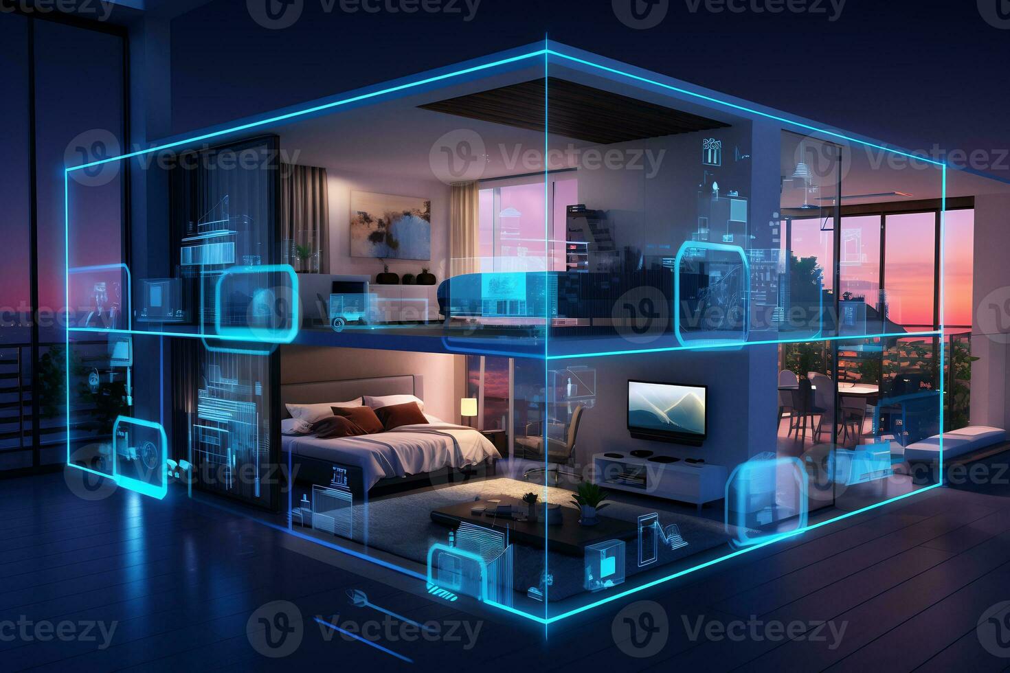 Image of smart home of the future with AI powered photo