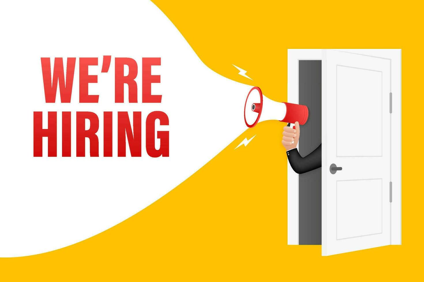 We are hiring. Megaphone banner. Teamwork concept. Vector stock illustration