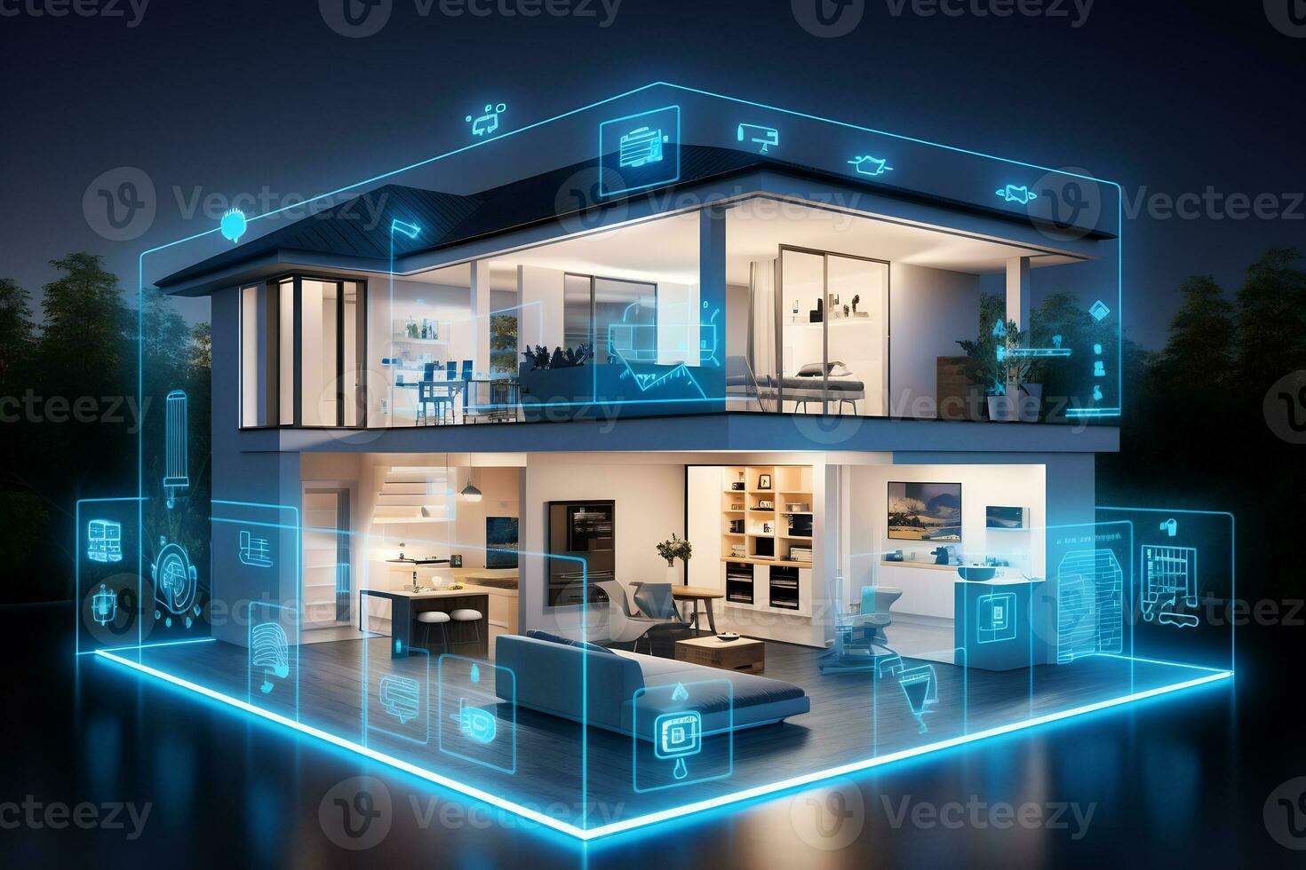 Image of smart home of the future with AI powered photo