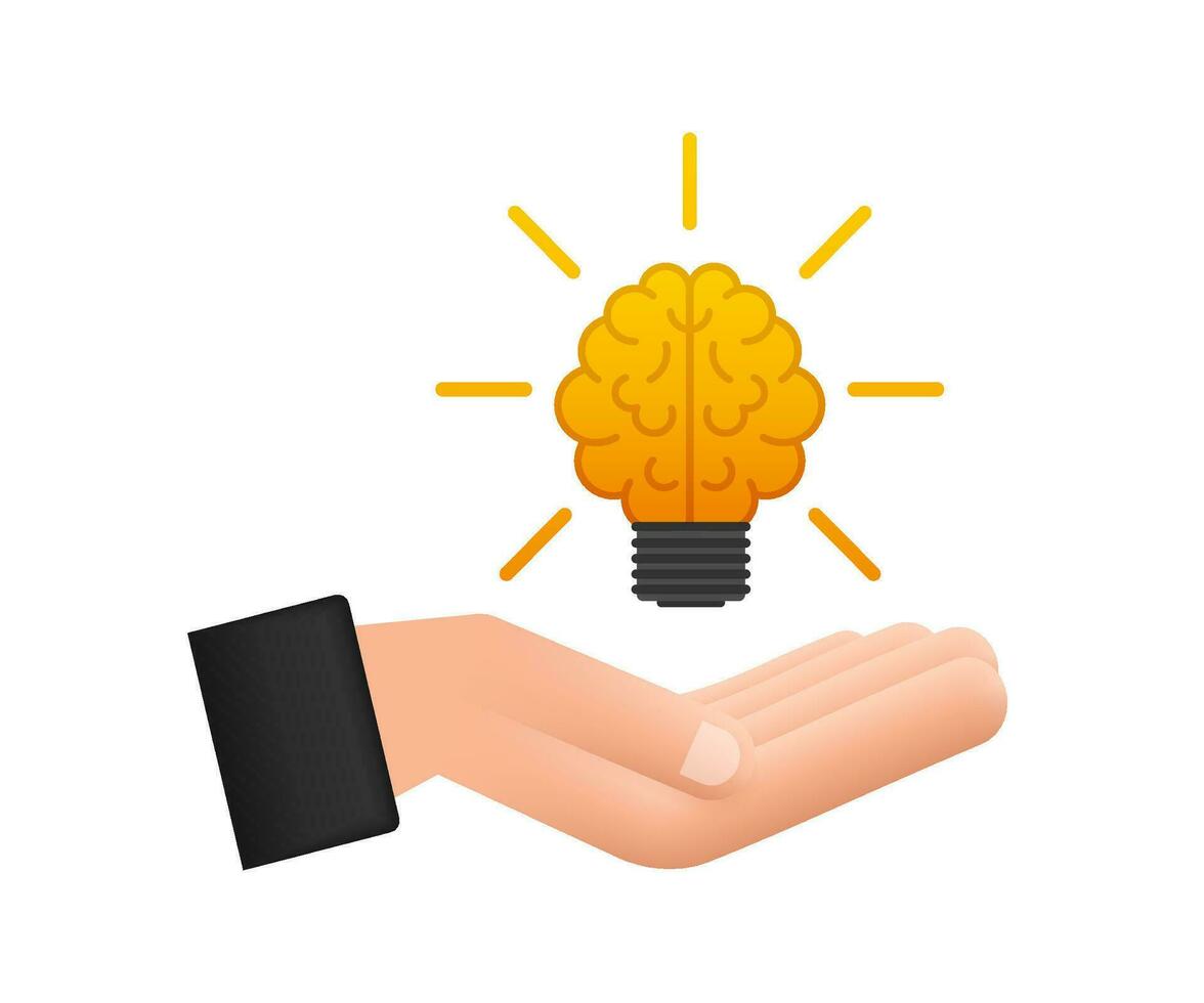 Flat idea for concept design. Lightbulb icon. Idea, solution, business, strategy concept. Vector stock illustration.