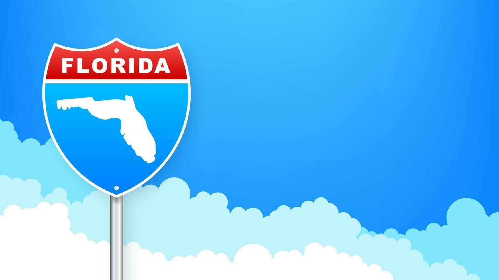 Florida map on road sign. Welcome to State of Florida. Vector illustration