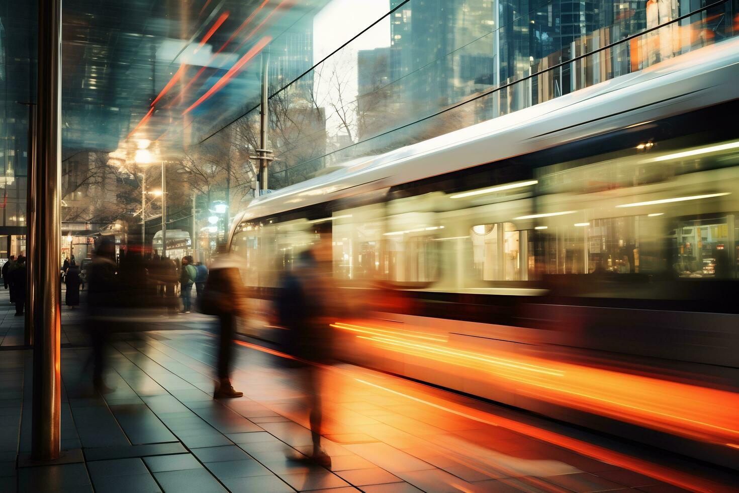 Capture of hustle and bustle of a night city photo