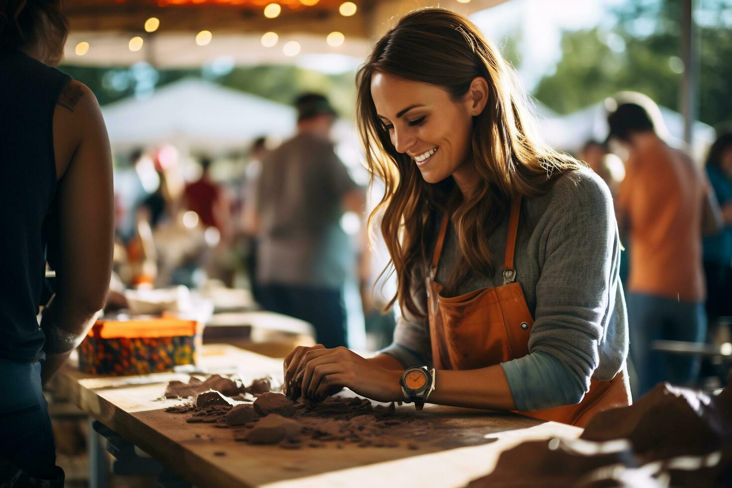 Image of a craftsman making crafts with passion photo