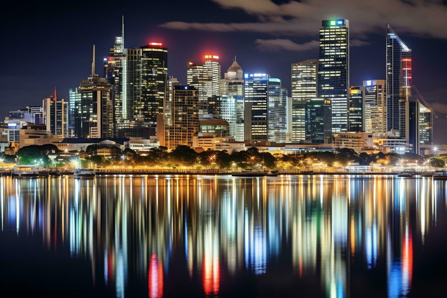 Capture the magic of city skylines illuminated at night photo