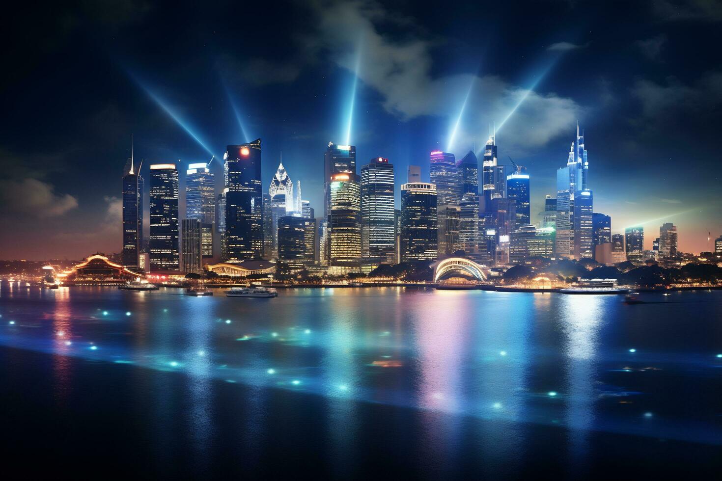 Capture the magic of city skylines illuminated at night photo
