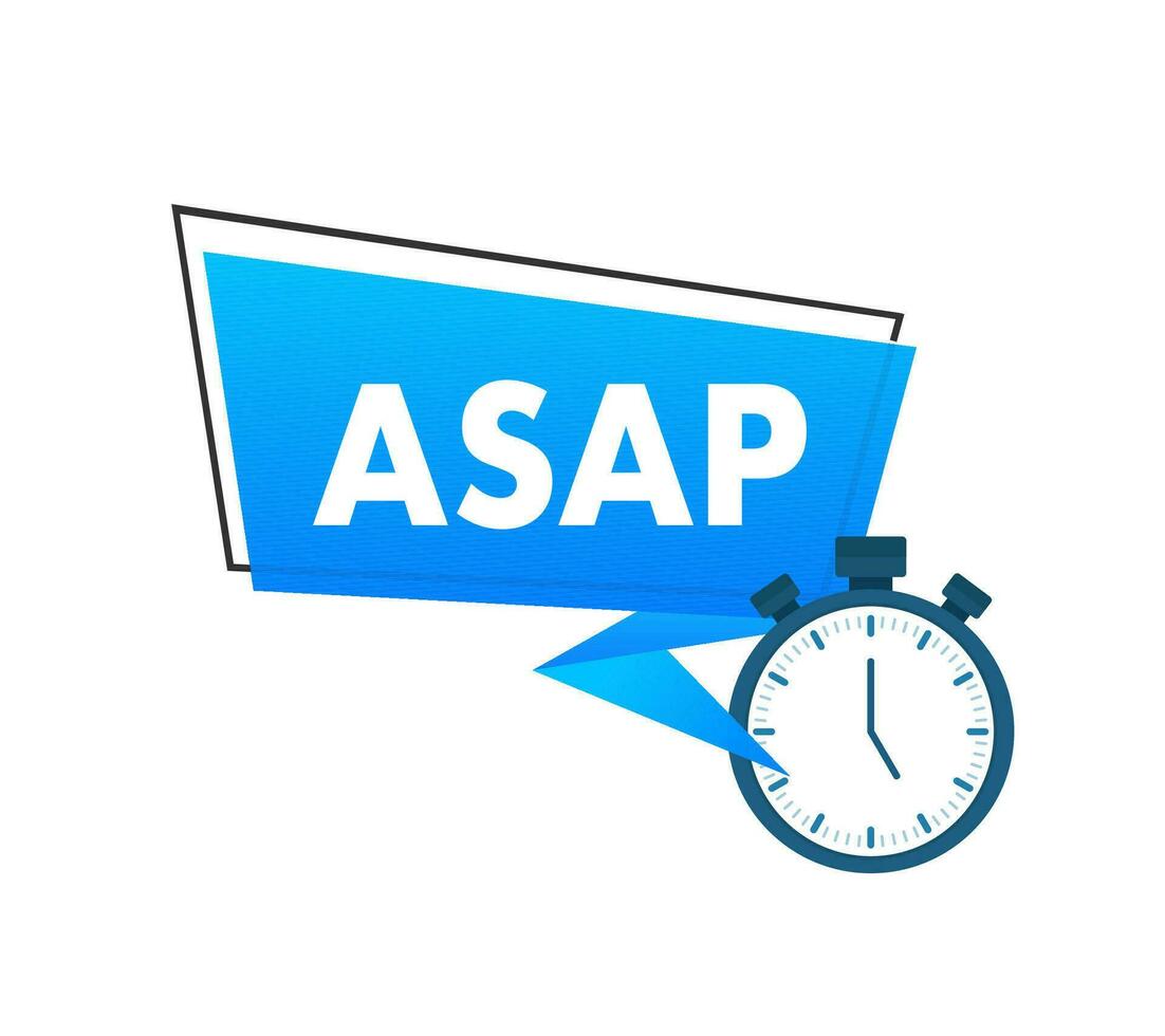 ASAP   As Soon As Possible. Online advertising. Vector illustration.
