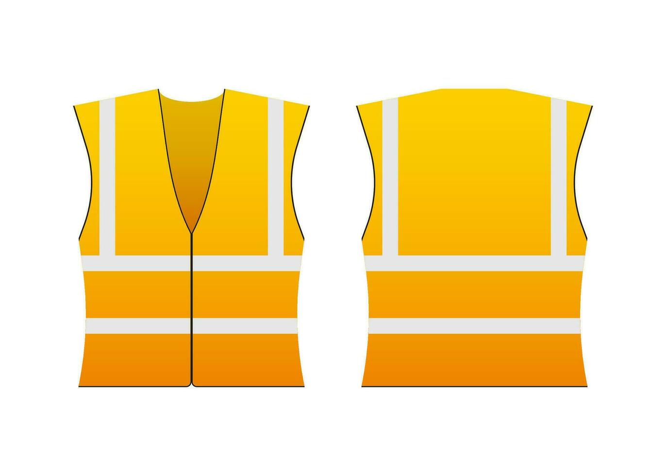 Safety jacket security. Yellow work uniform with reflective stripes. Vector stock illustration