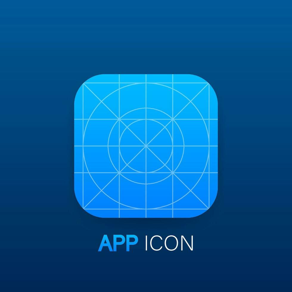 Blank icon or button of the app for web and mobile systems. Template application sign with guidelines. Vector stock illustration