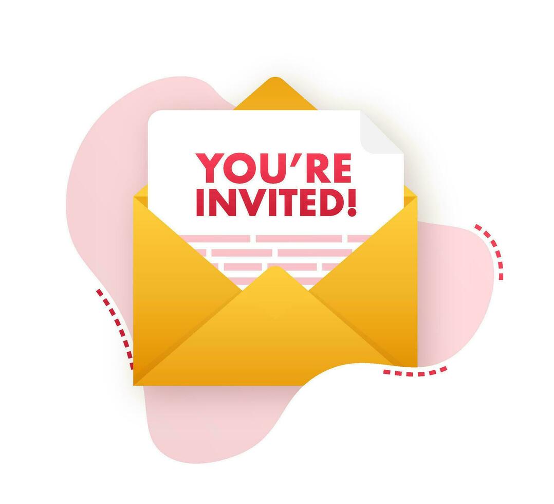 You re invited Badge icon. Written Inside An Envelope Letter. Vector illustration