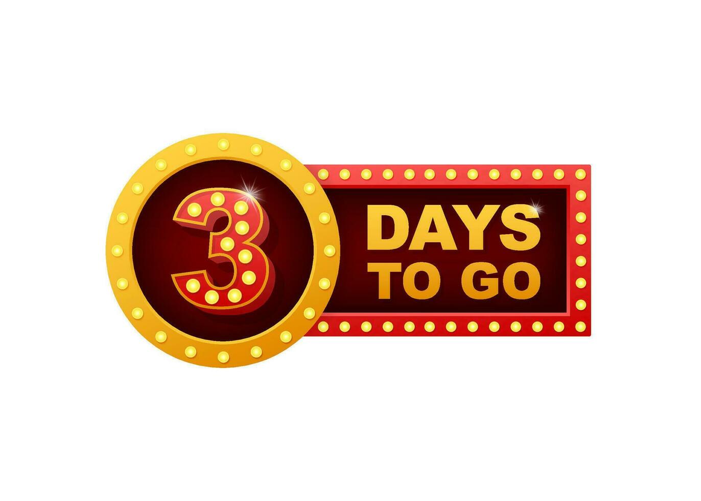 Three days to go. Flat icon. Vector typographic design. Vector illustration