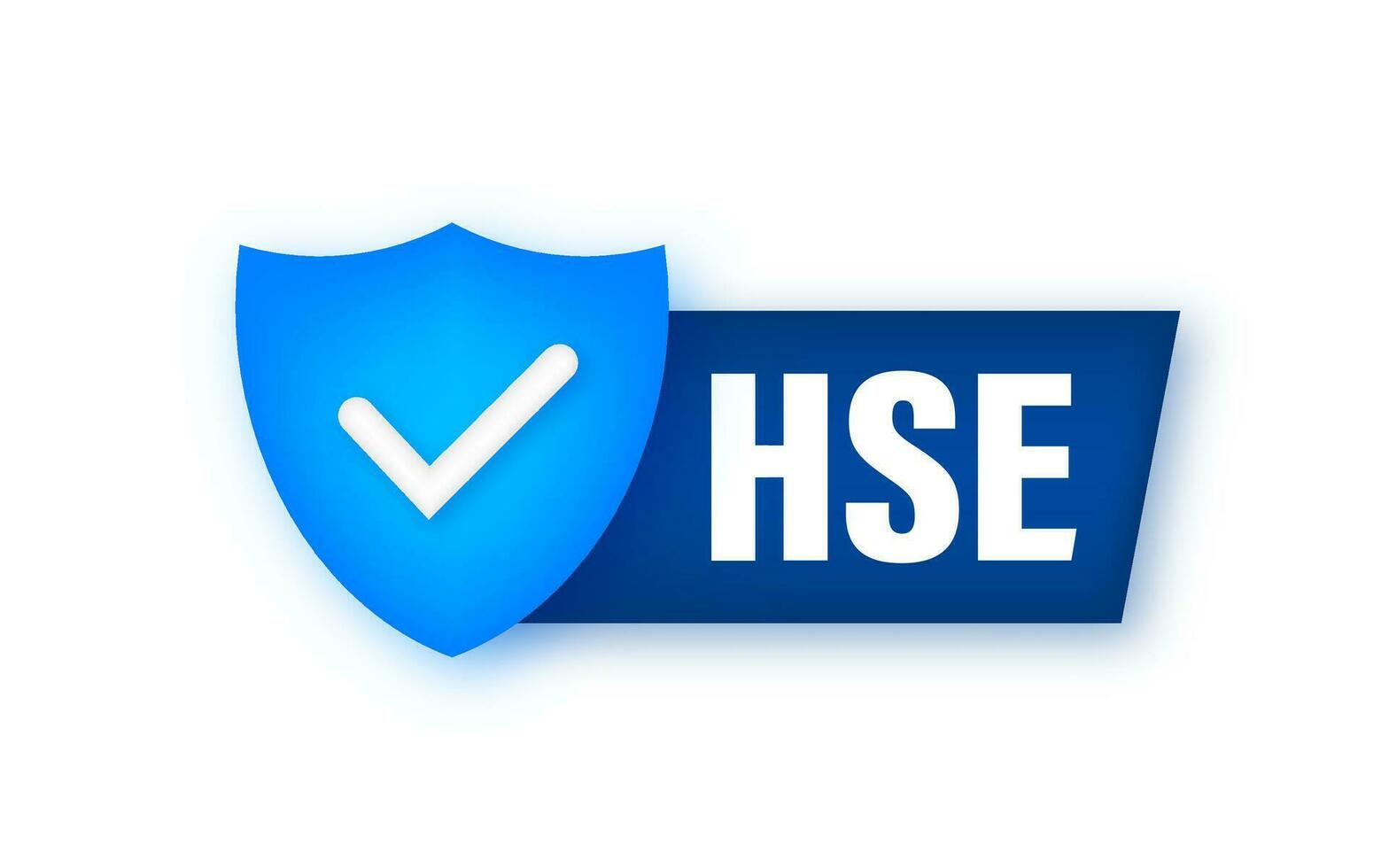 HSE label. Health, Safety, Environment. Icon design. Work safety Poster design Vector stock illustration.