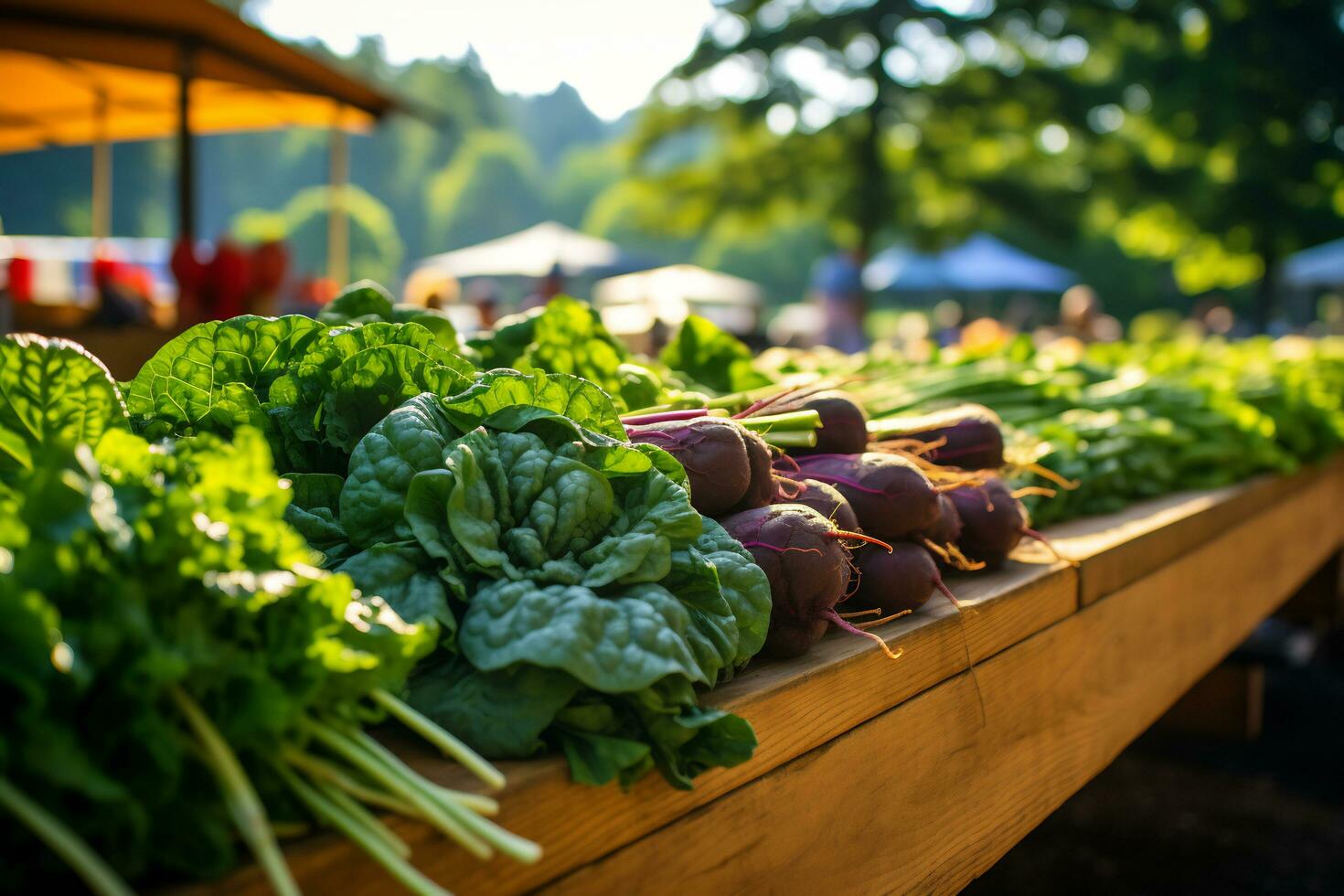 Local farmers market with super fresh produce photo