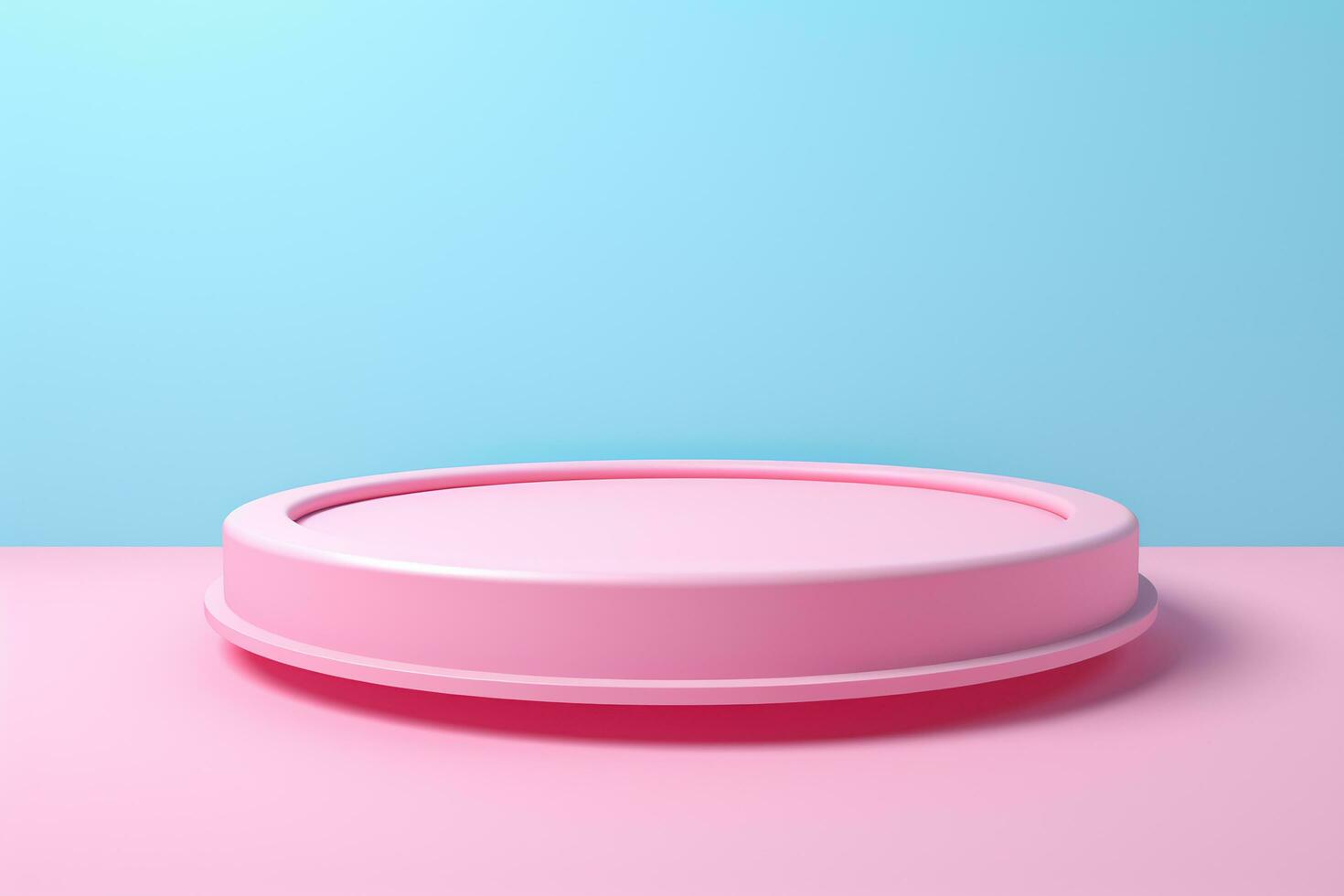 Pink product podium on blue background photo