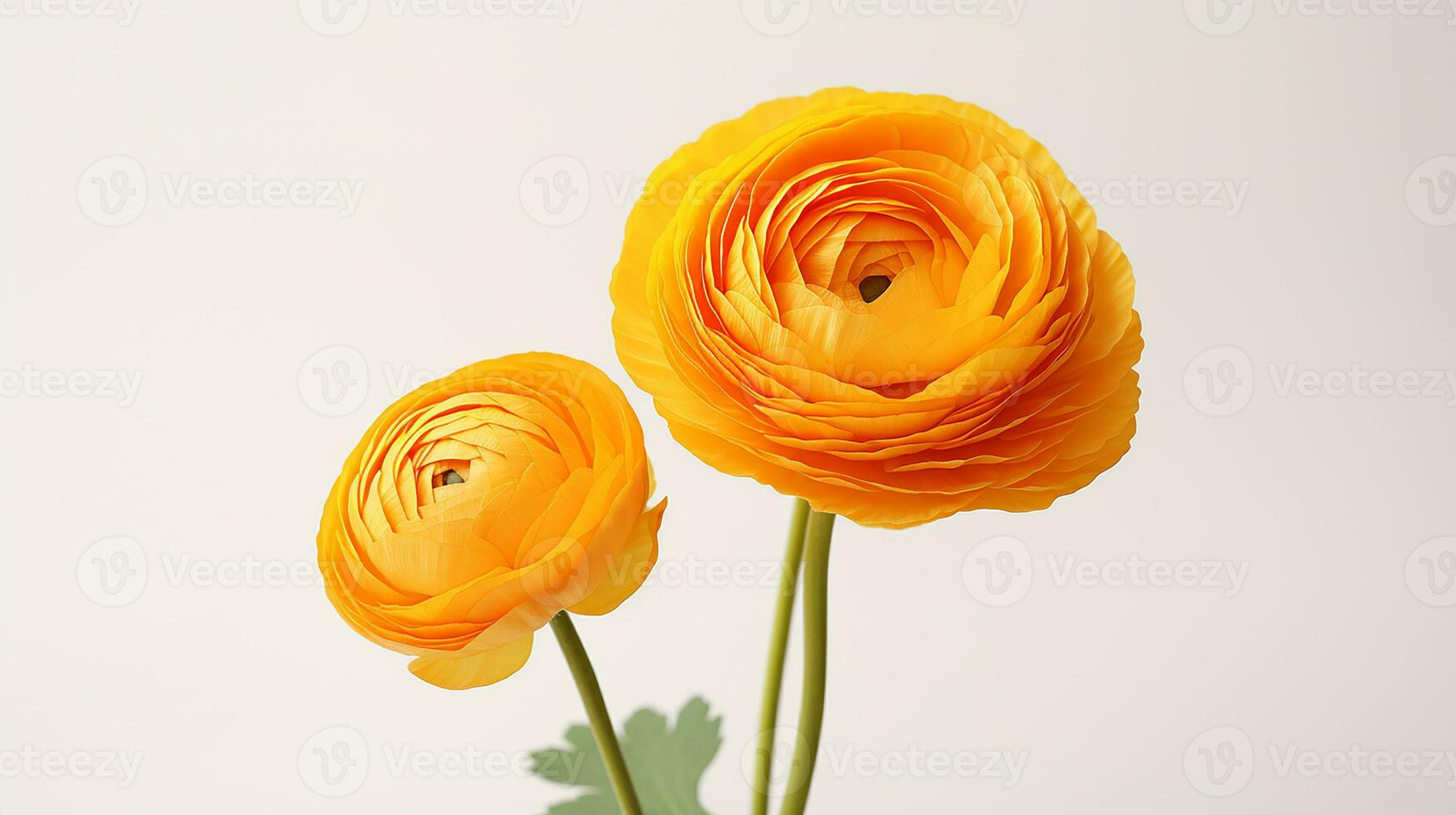 Photo of beautiful Ranunculus flower isolated on white background. Generative AI