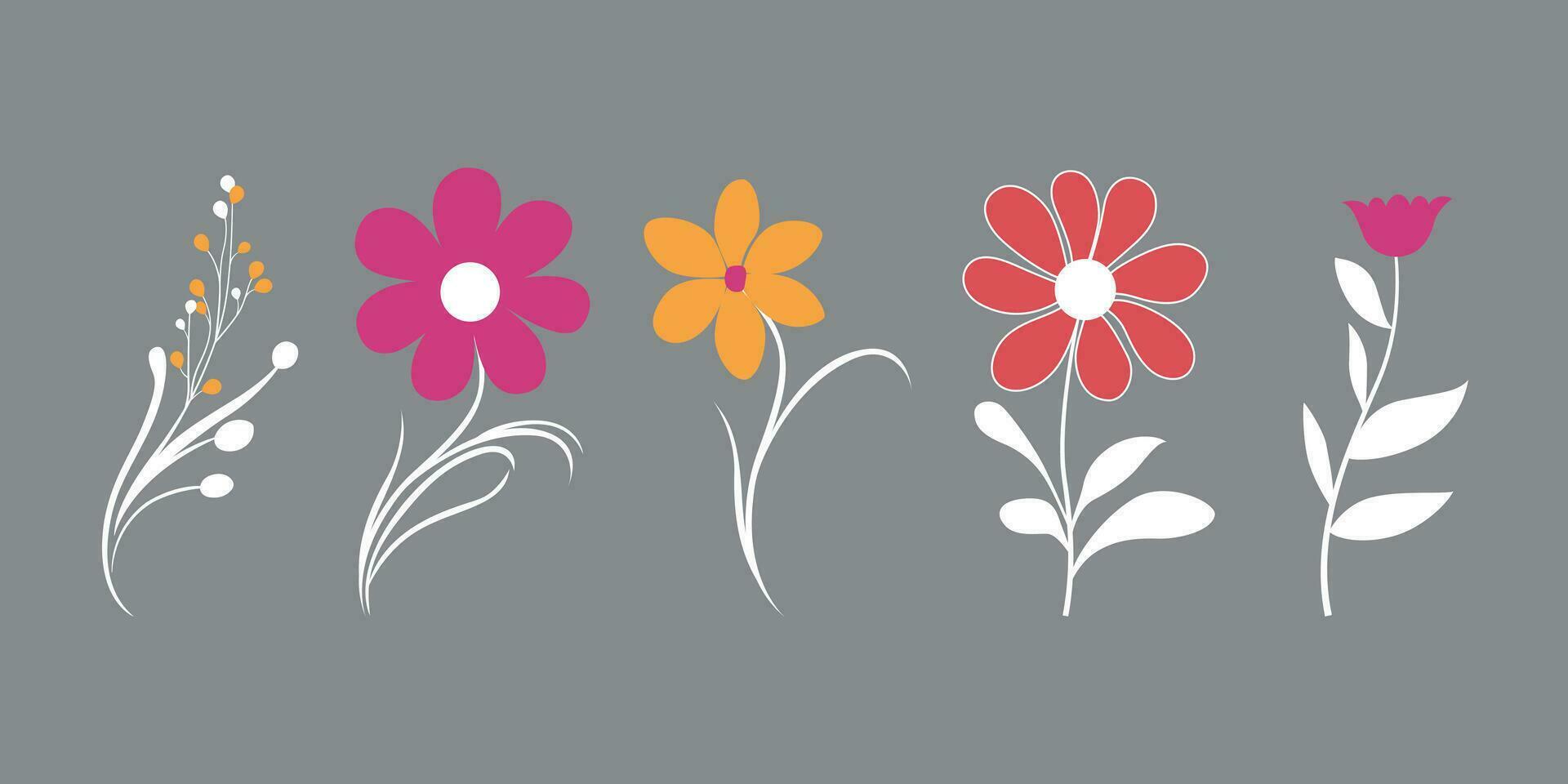 Simple vector art of flower icons Collection