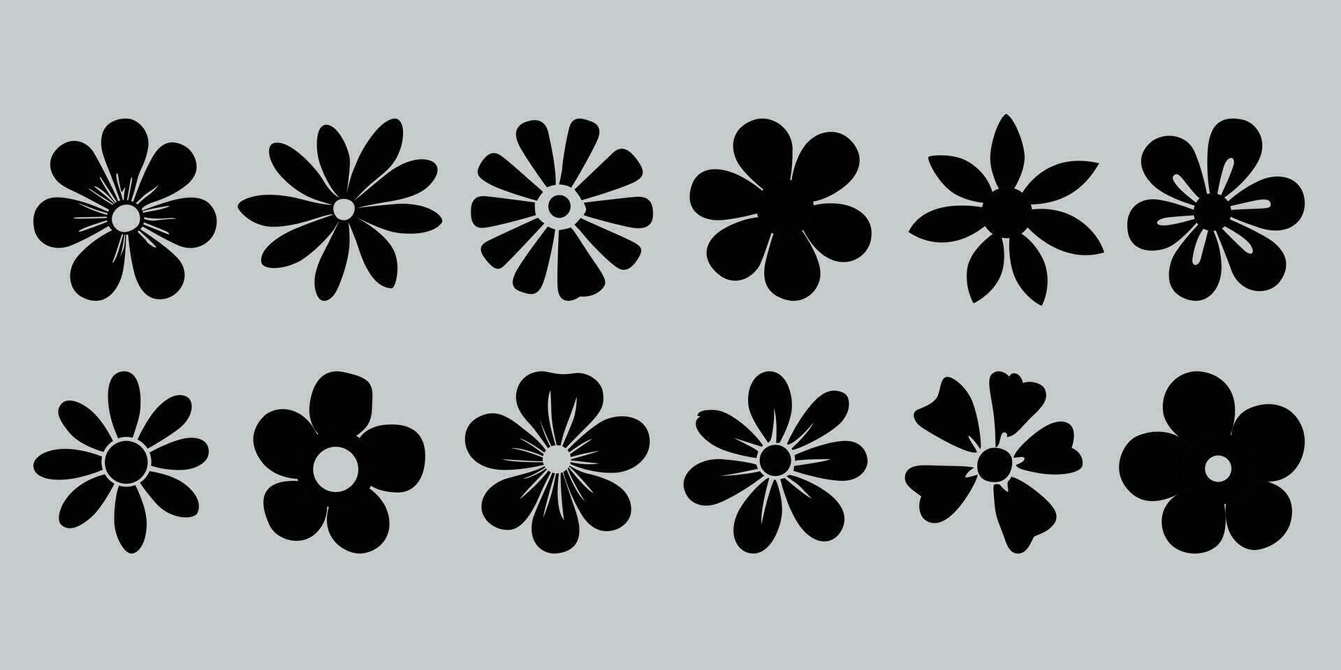 Simple flower vector icon collection, flat flower vector design,