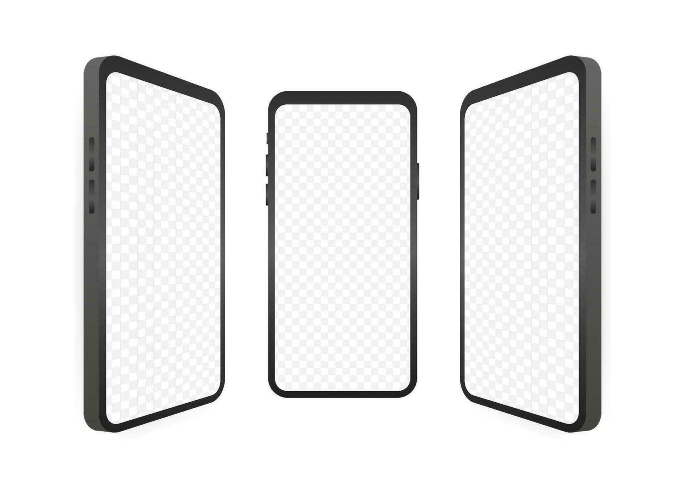 Smartphone mockup. Cellphone frame with blank display isolated templates. Vector stock illustration