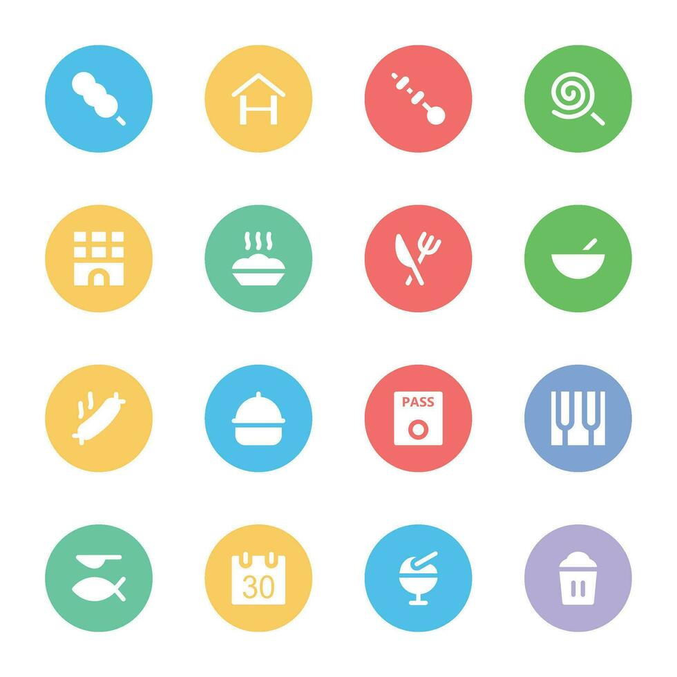 Bundle of Food Flat Circular Icons vector