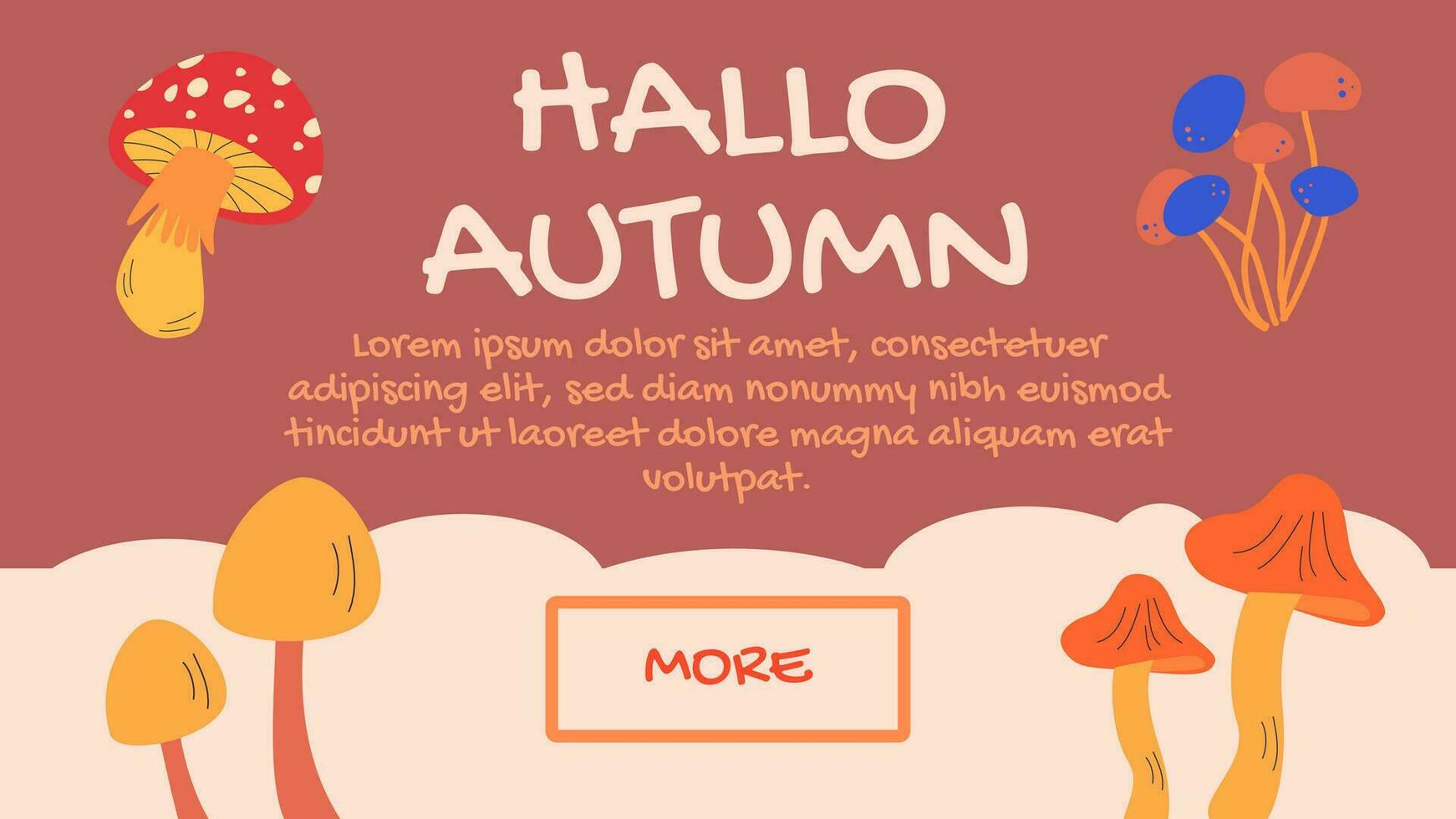 Hallo autumn poster. Website or banner template, landing page. vector