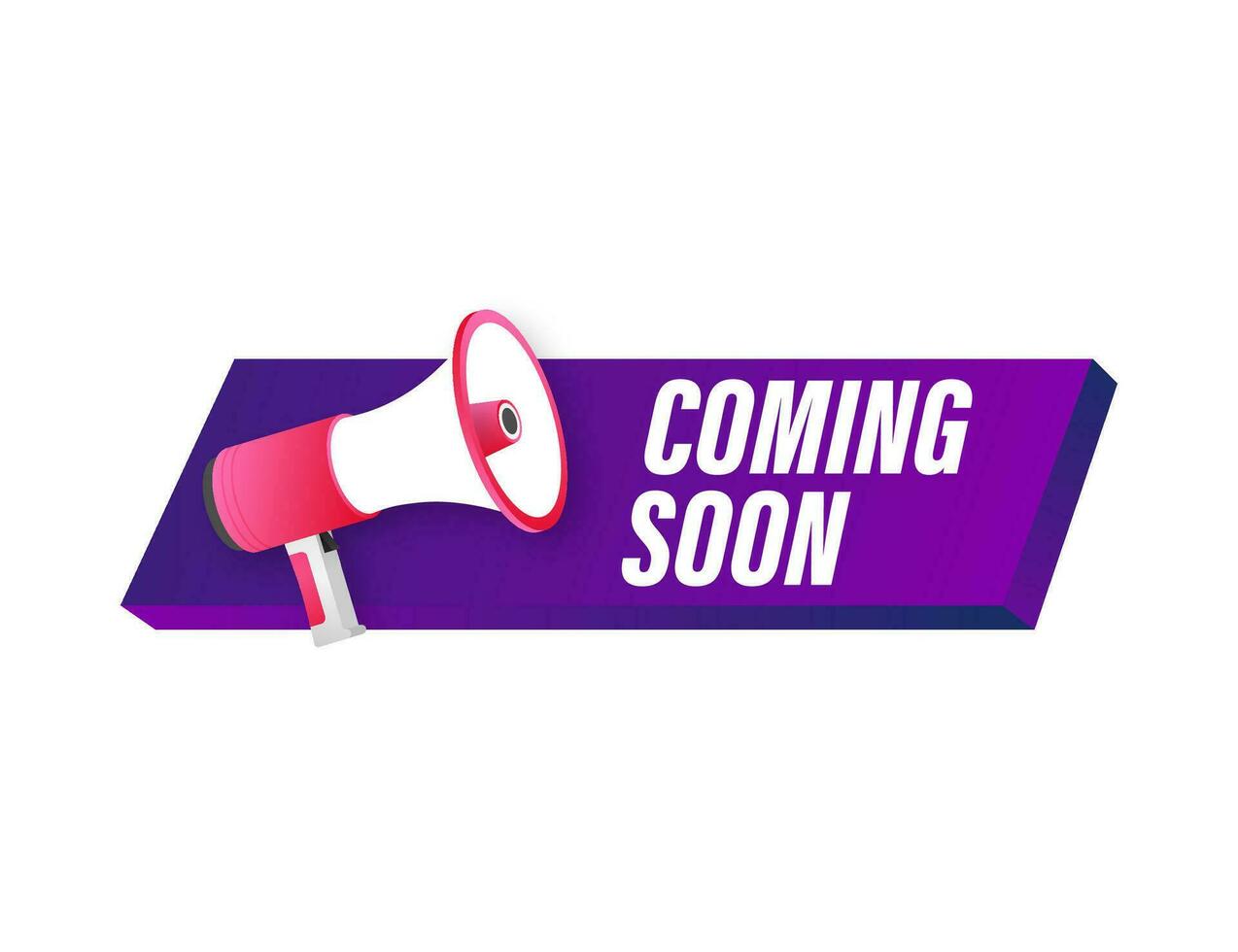 Megaphone label with coming soon. Megaphone banner. Web design. Vector stock illustration