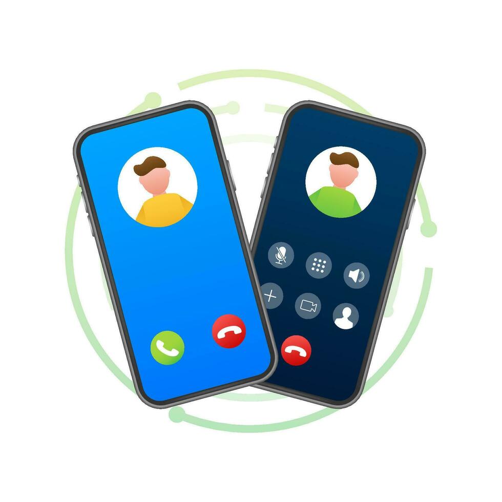 Smartphone with incoming call on display. Incoming call. Vector stock illustration