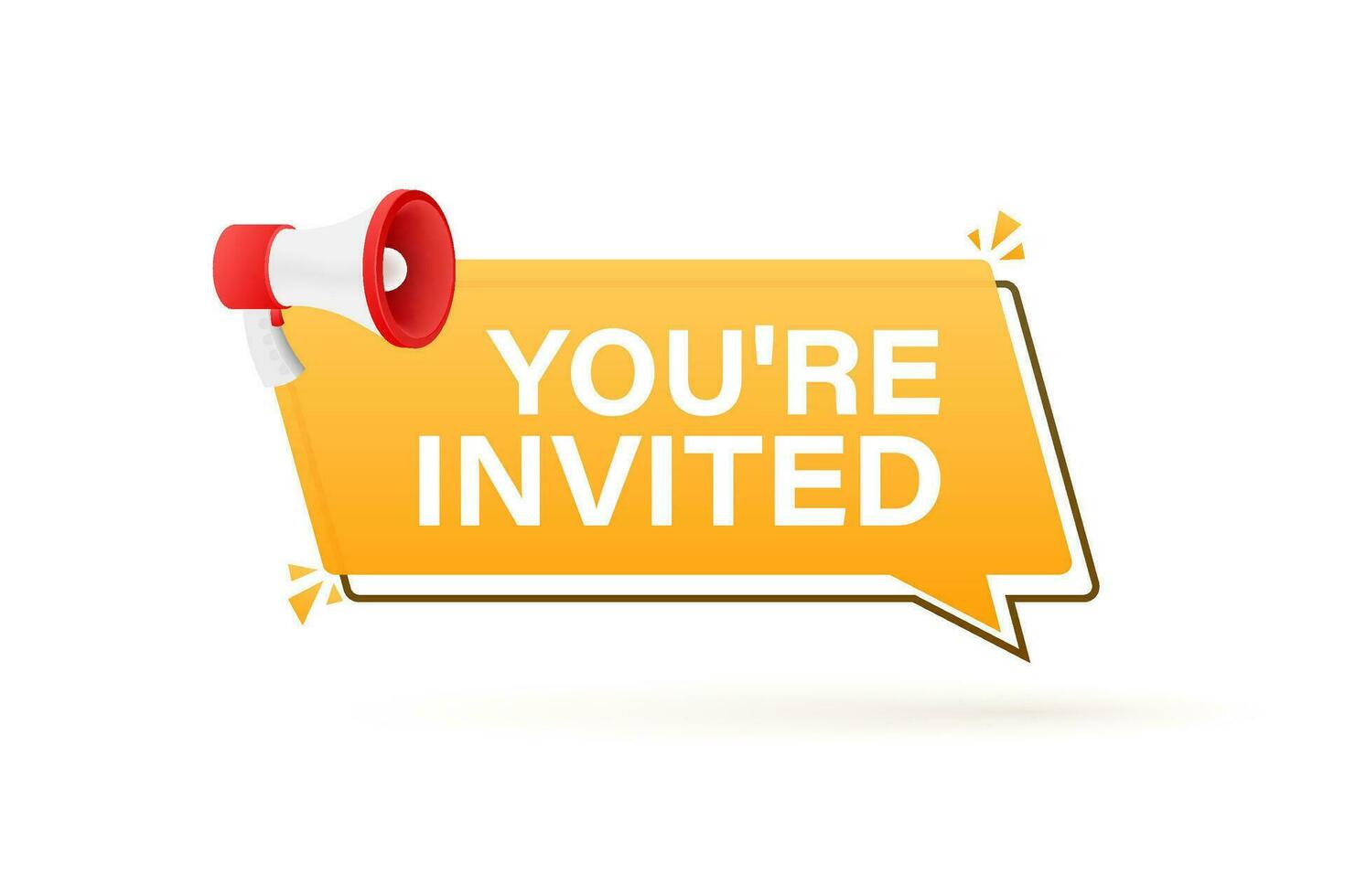 Megaphone banner, business concept with text You re invited. Vector illustration