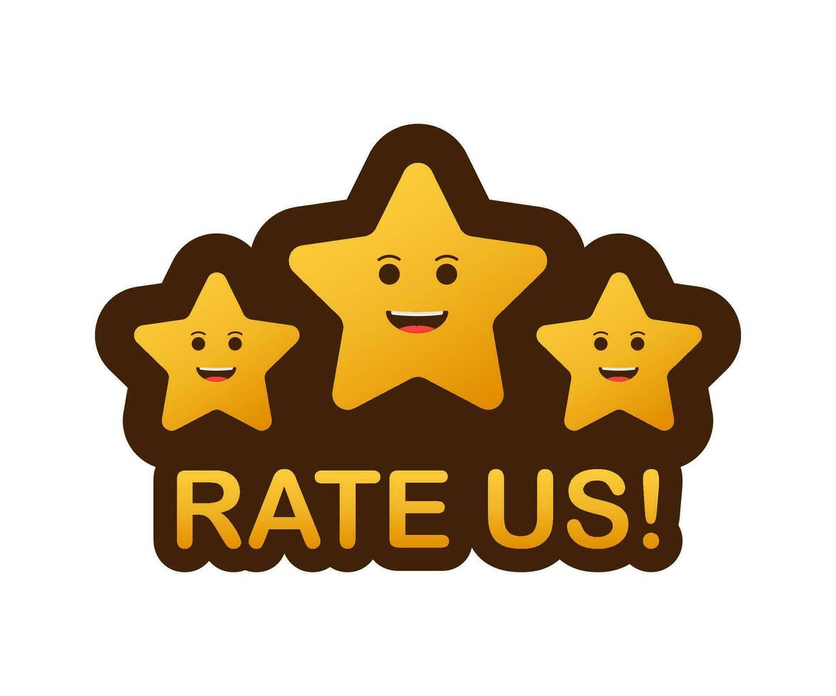 Rating stars. Flat design. User reviews, rating, classification concept. Vector Illustration. Enjoying the app. Rate us. Vector stock illustration.