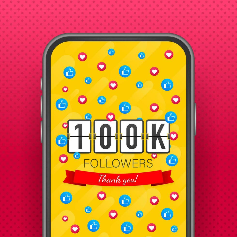 50k followers, Thank You, social sites post. Thank you followers congratulation card. Vector stock illustration.