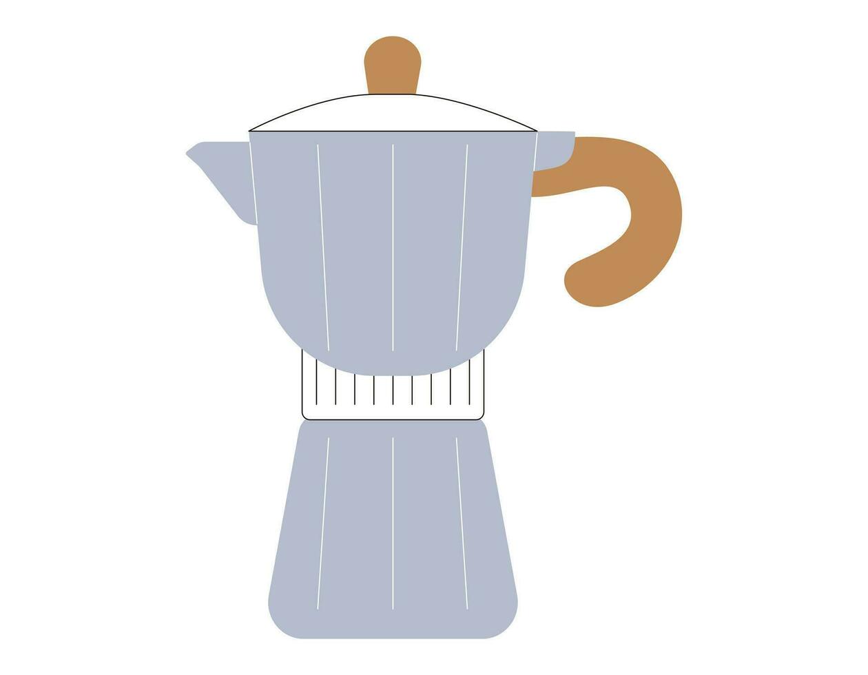 Vector flat trendy mocha coffee pot. Isolated illustration of utensils for brewing coffee.