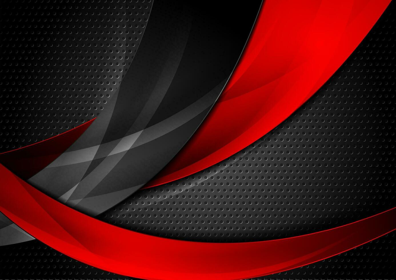 Red and black abstract waves technology background vector