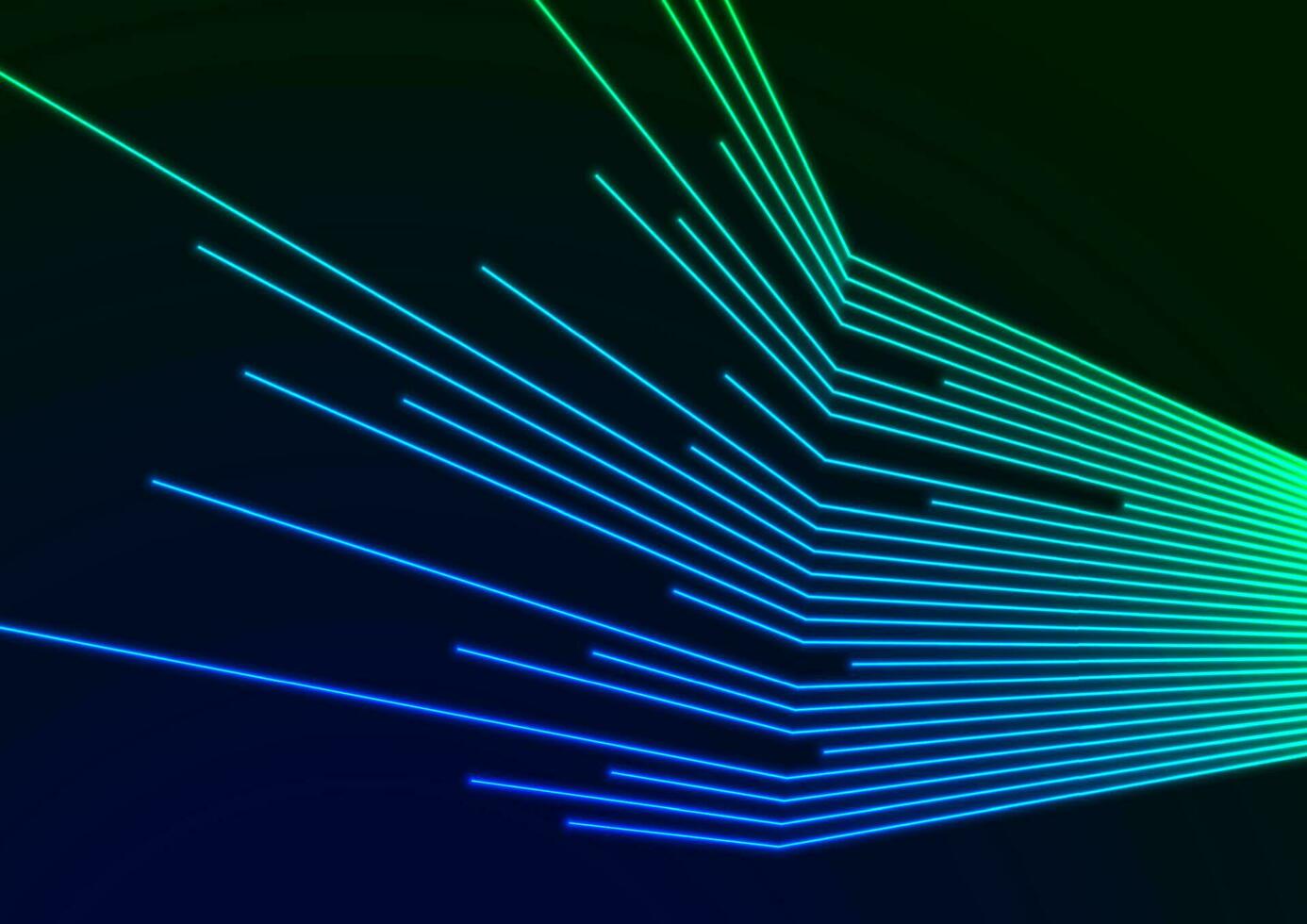 Blue and green neon curved lines tech background vector