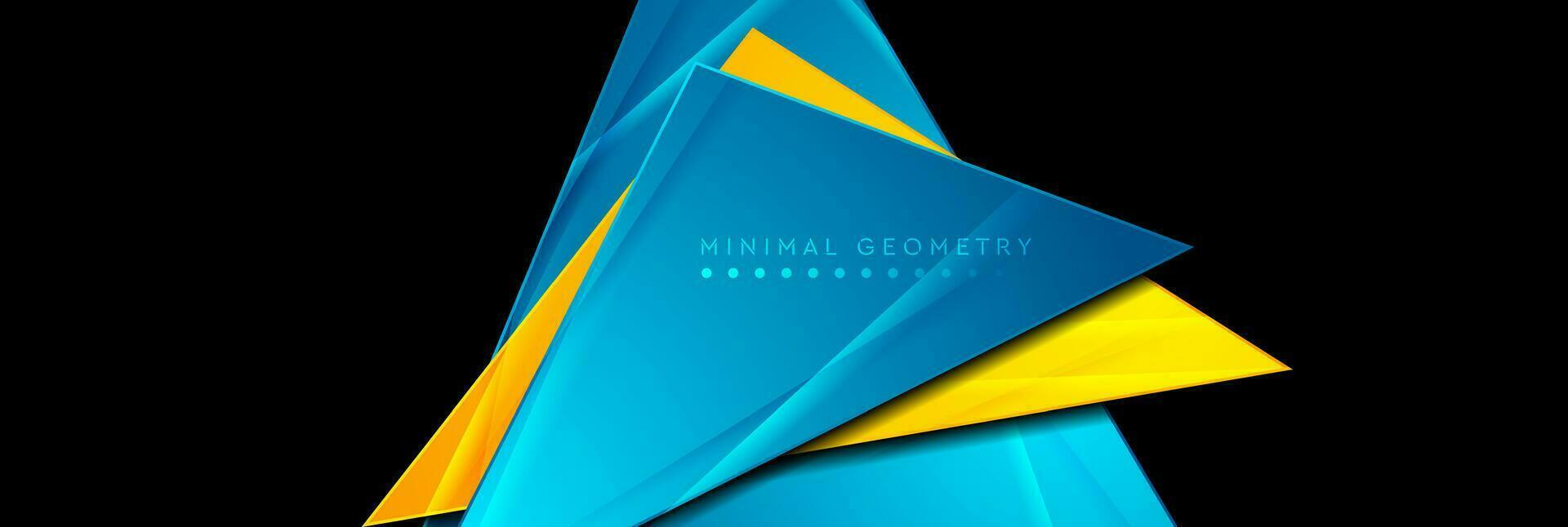 azul y naranja brillante lustroso triangulos resumen geometría antecedentes vector