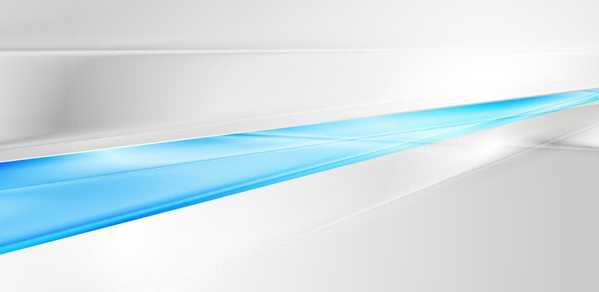 Grey blue glossy stripes abstract tech corporate background vector