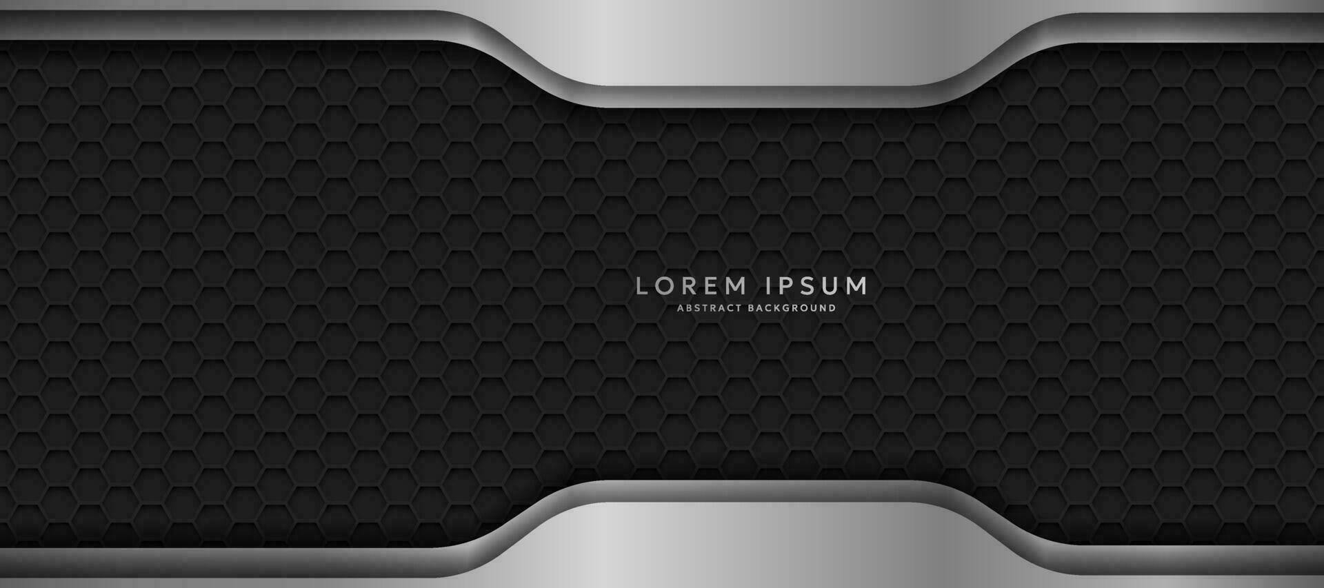 The dark background consists of reflective metallic lines. hexagonal metal texture background vector