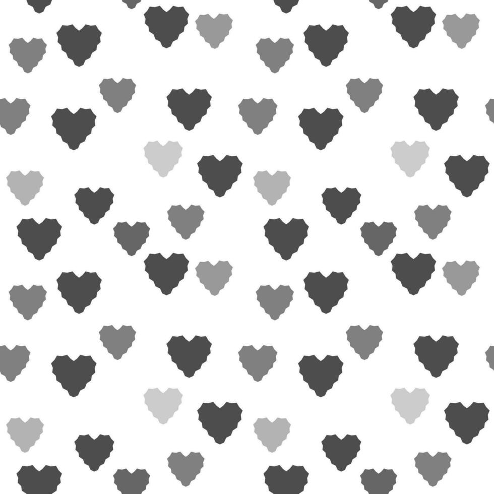 Seamless pattern with hearts. Vector illustration. Monochrome abstract background with geometric shapes. Drawing of hearts of different sizes.