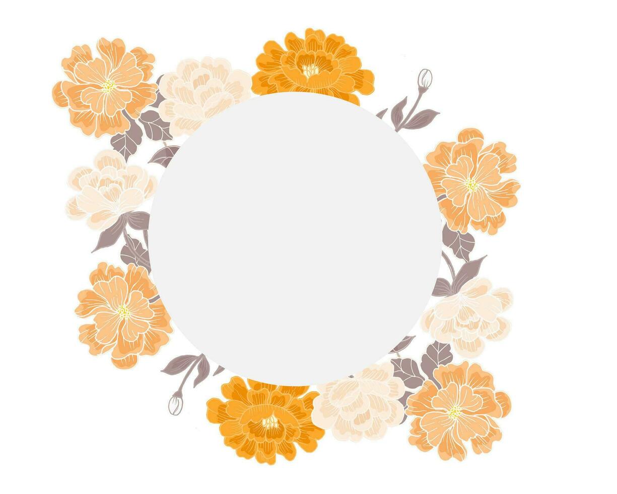 Dusty Vintage Hand Drawn Rose Wreath vector