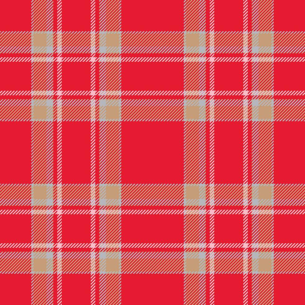 Plaid seamless pattern in red. Check fabric texture. Vector textile print.
