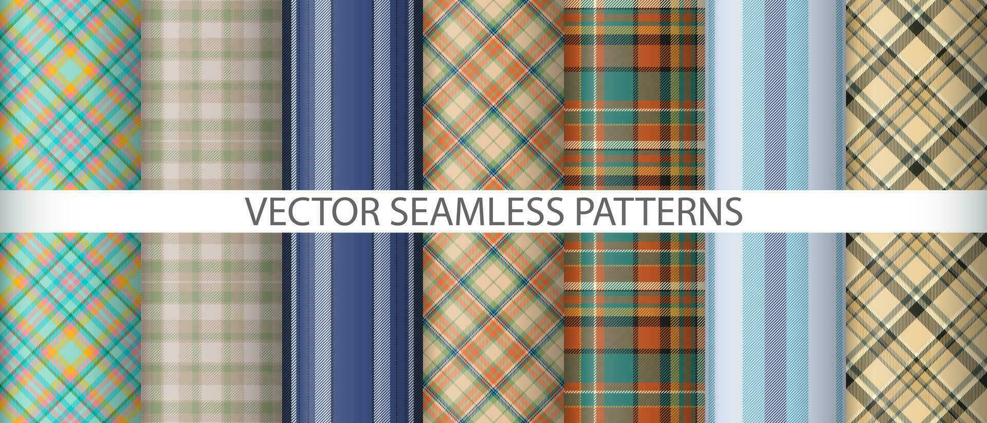 Set tartan seamless textile. Plaid texture vector. Background pattern check fabric. vector