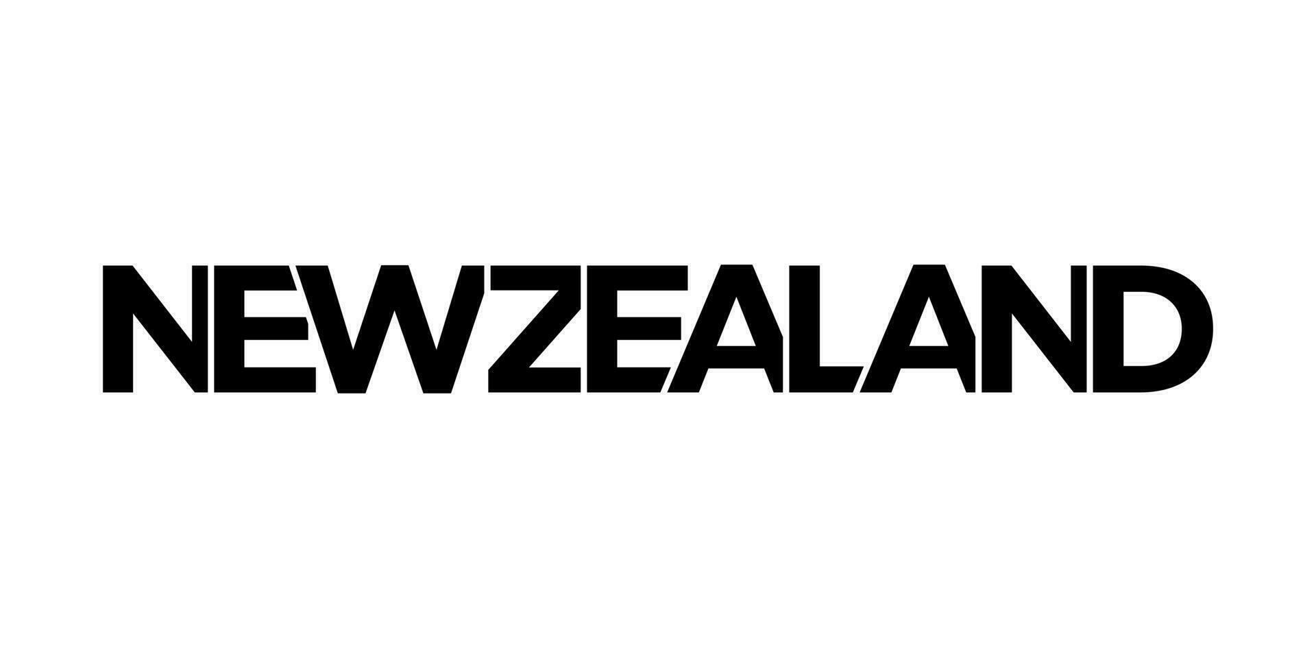 New Zealand emblem. The design features a geometric style, vector illustration with bold typography in a modern font. The graphic slogan lettering.