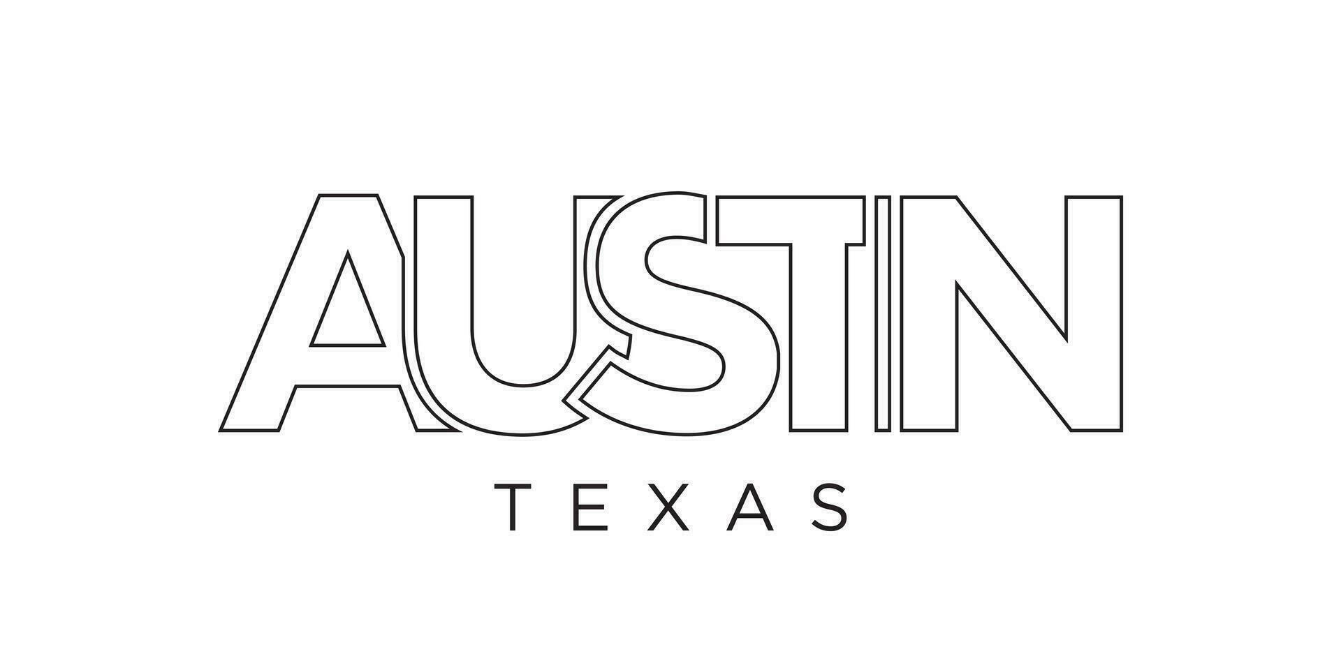 Austin, Texas, USA typography slogan design. America logo with graphic city lettering for print and web. vector