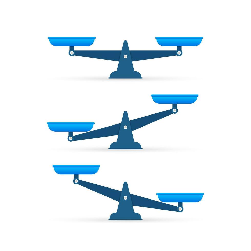 Set of scales. Bowls of scales in balance, an imbalance of scales. Libra, vector illustration.