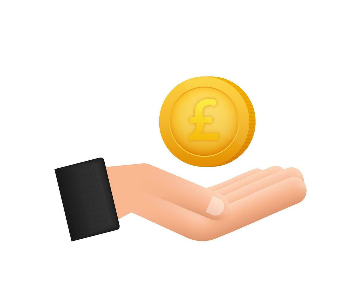 3d icon with gold hand with lira coin for concept design. Simple vector. Financial icon set. Business concept vector