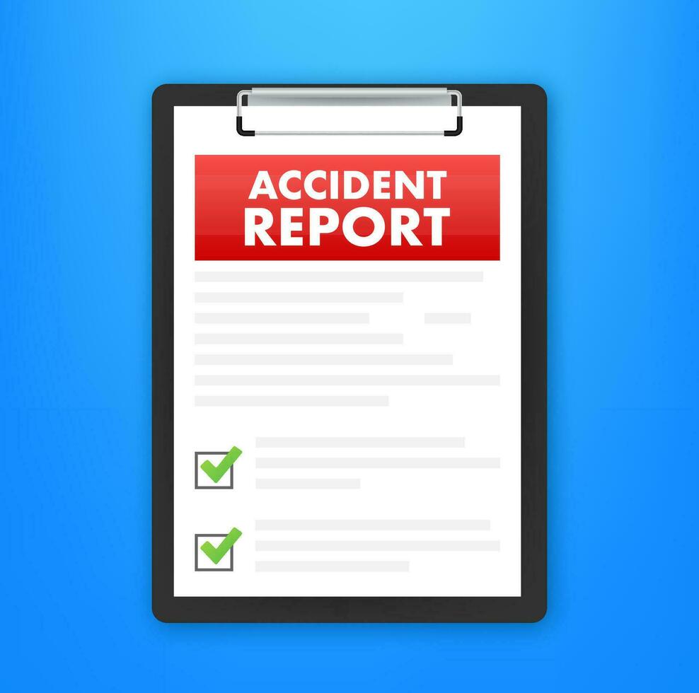 Accident report form. Clipboard in hand. Vector stock illustration