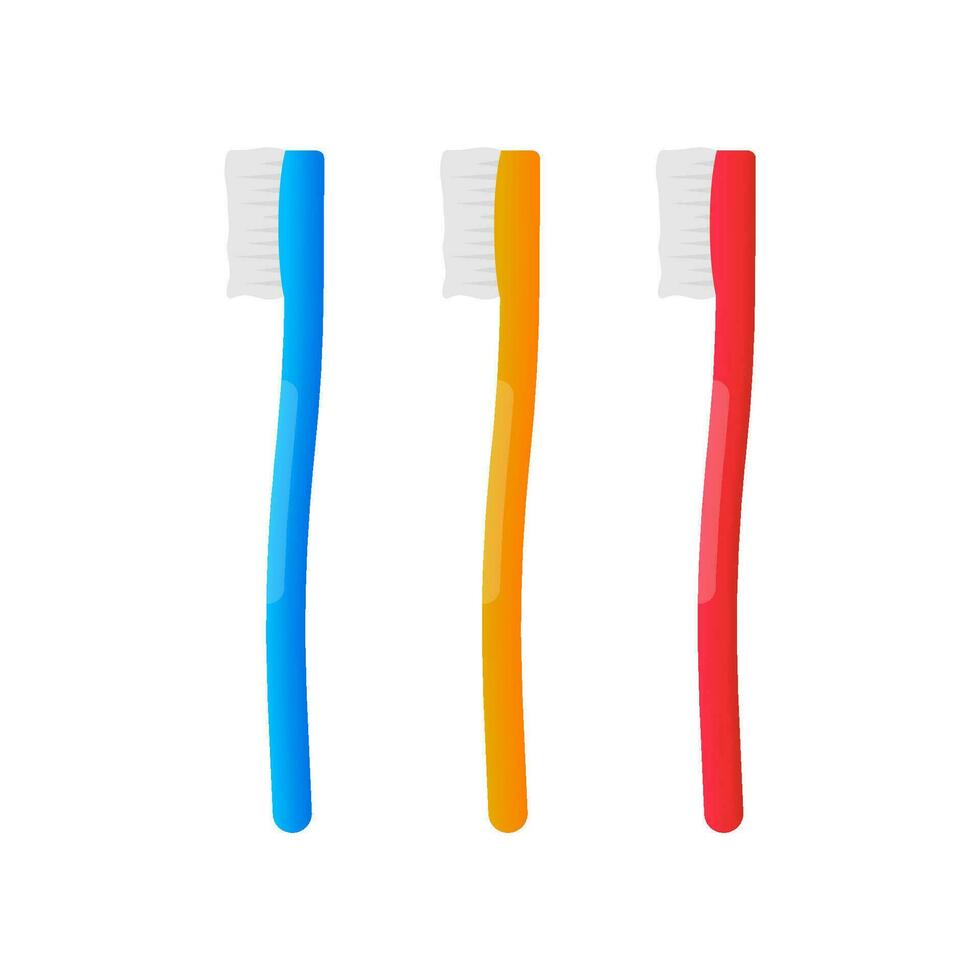 Teeth brush set in flat style on white background. Isolated vector illustration.