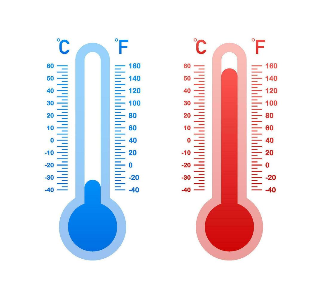 Modern thermometer, Summer background. Thermometer in cartoon style. Thermostat. Vector stock illustration